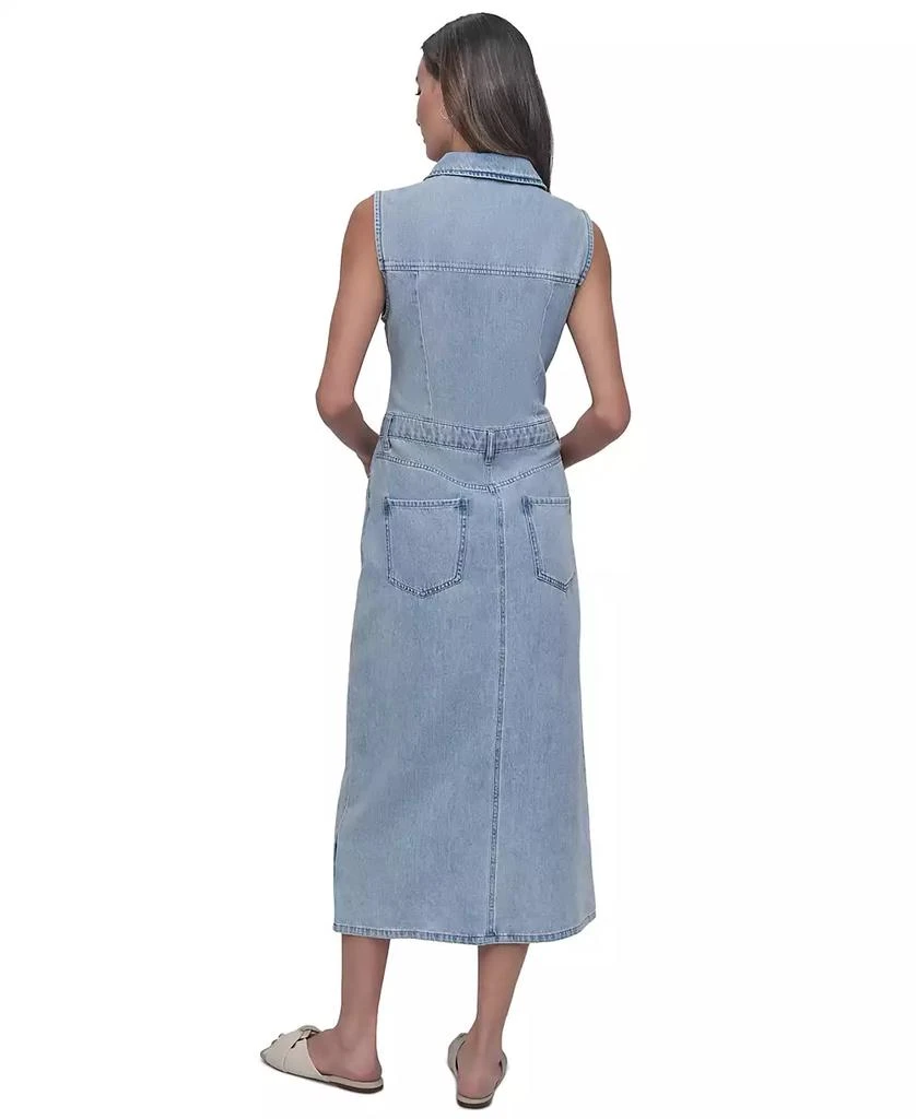 DKNY Women's Button-Front Sleeveless Midi Denim Dress 6