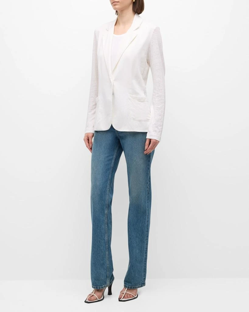 MAJESTIC FILATURES Stretch Linen One-Button Blazer 3