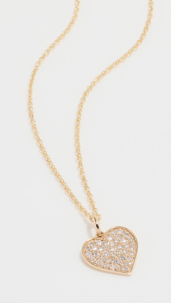 Sydney Evan 14k Mini Pave Heart Charm Necklace