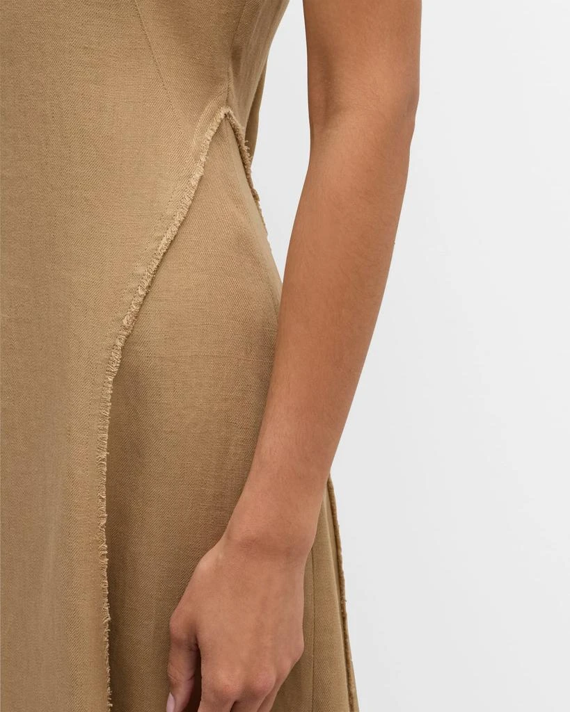 Lafayette 148 New York Sleeveless Fringe-Trim Linen Midi Dress 5