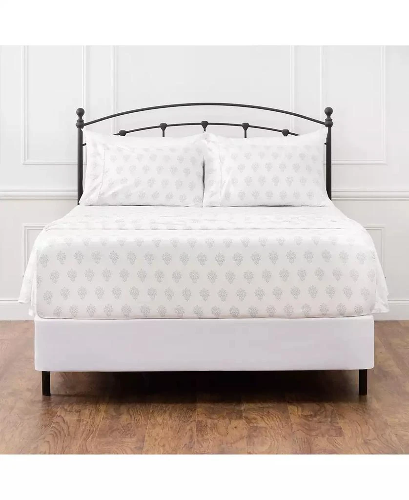 Chanasya Premium Ceramic Leaves Botanical Print Ultra Soft Microfiber 4-Pc. Sheet Set 4