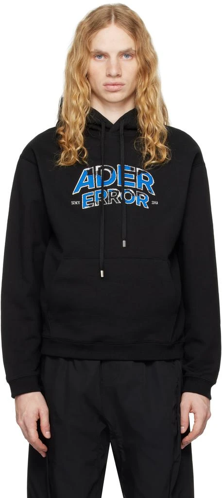 ADER error Black Distressed Logo Hoodie 1