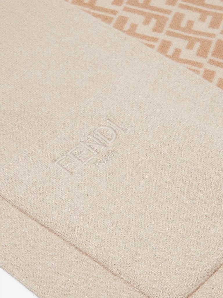 Fendi Fendi Kids Wool FF Reversible Scarf in Beige 3