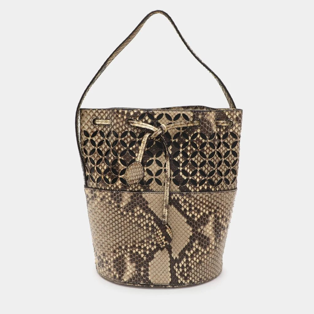 Alaia Alaia Beige/Black Python Drawstring Bucket Bag 1