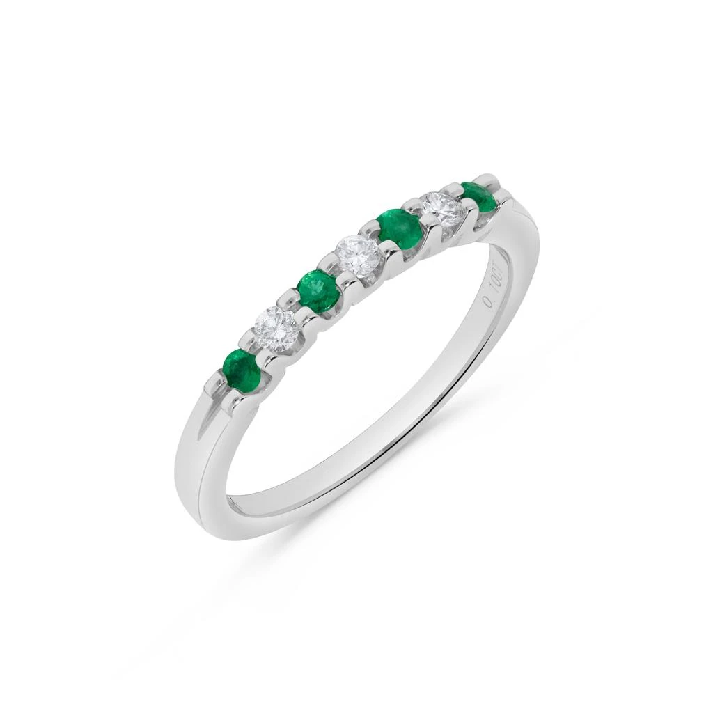 H.J. Namdar 0.25 ct tw 7 Stone Prong Set Round Diamond and Emerald Band Ring 14K Rose Gold Natural Emeralds and Diamonds Size 6