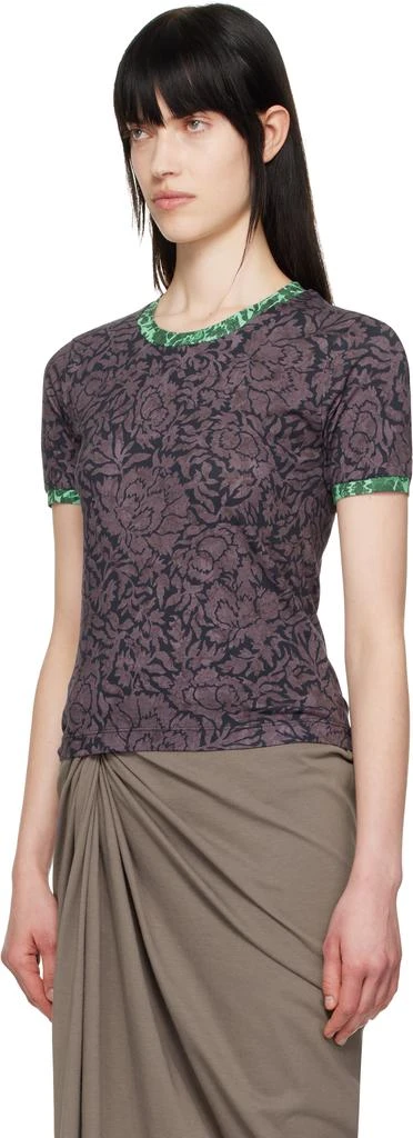 Dries Van Noten Purple & Green Printed Contrast T-shirt 4