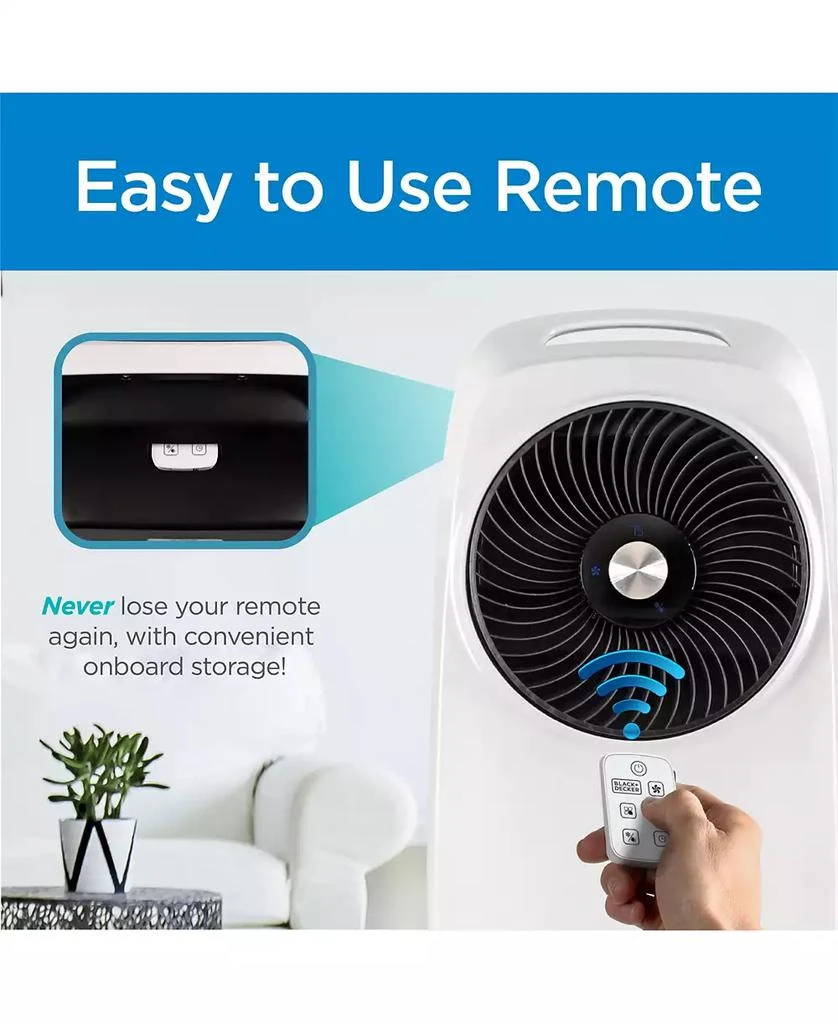 Black & Decker BLACK + DECKER BEAC75 Evaporative Air Cooler - Portable Cooling Fan with LED Display, Remote Control, 2-Gallon Water Tank - Compact and Lightweight Design - 2 Casters and 2 Wheels for Easy Mobility 4