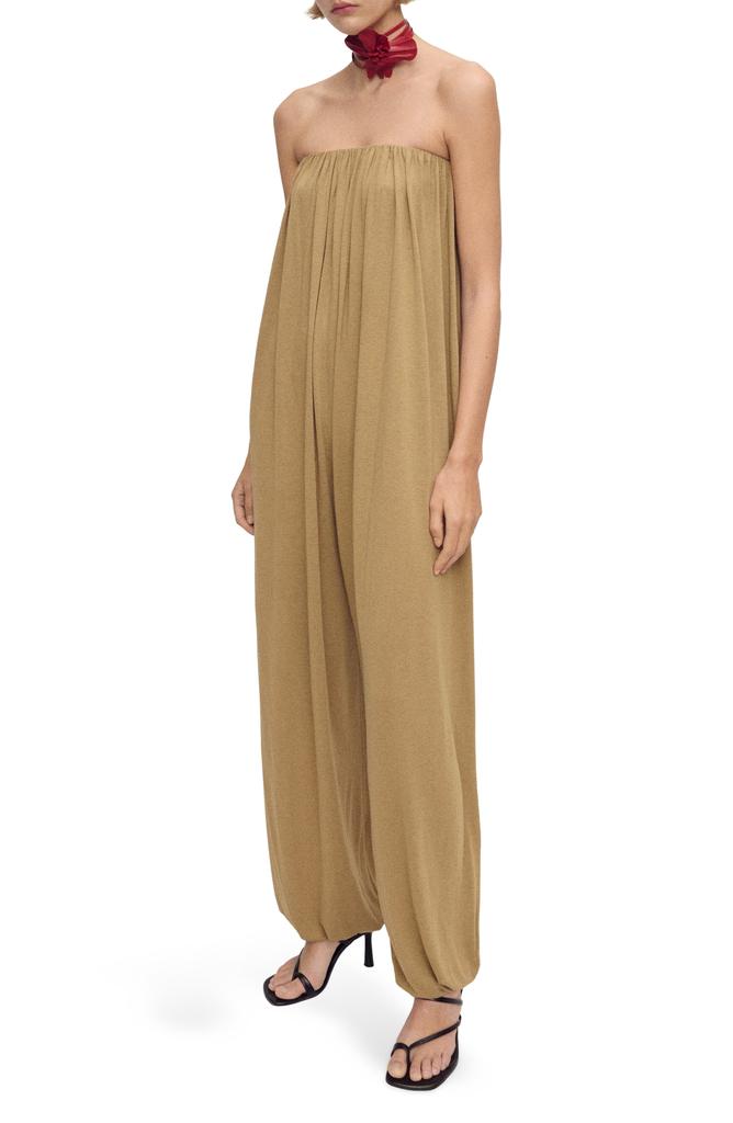 Mango Puffed Strapless Jumpsuit