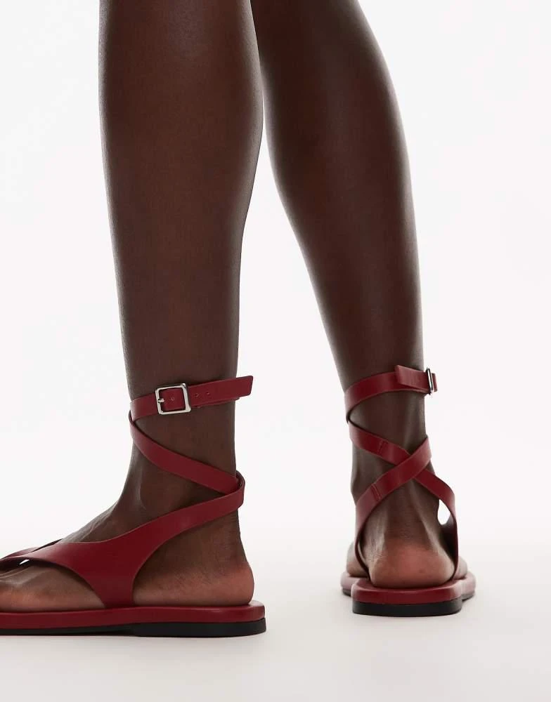 Topshop Topshop Jeremiah toe thong sandal in red 4
