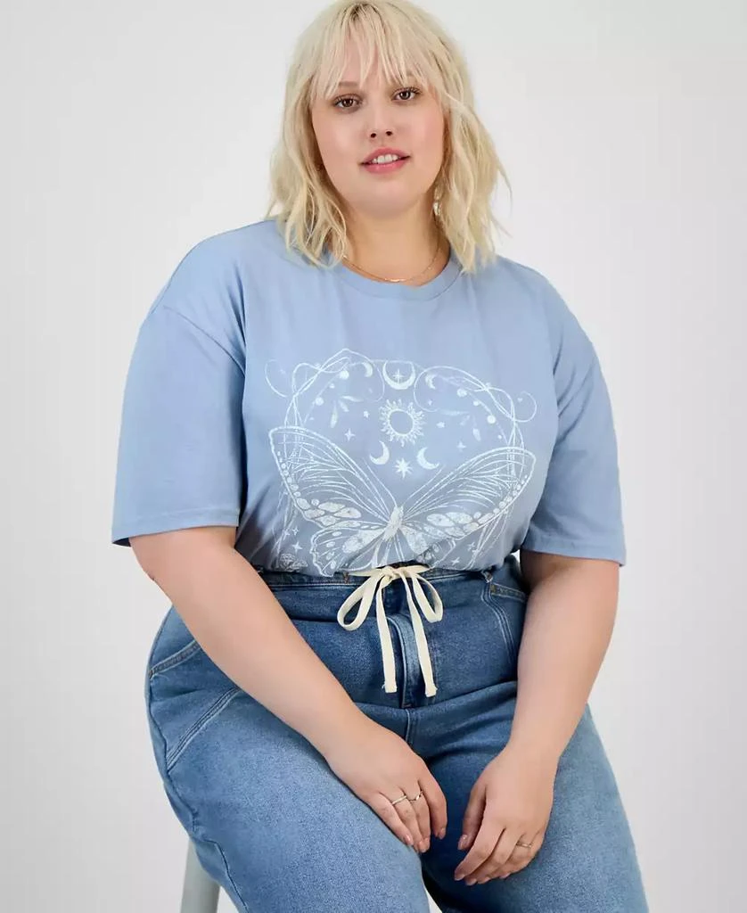 Rebellious One Trendy Plus Size Cosmic Butterfly Cotton T-Shirt 3