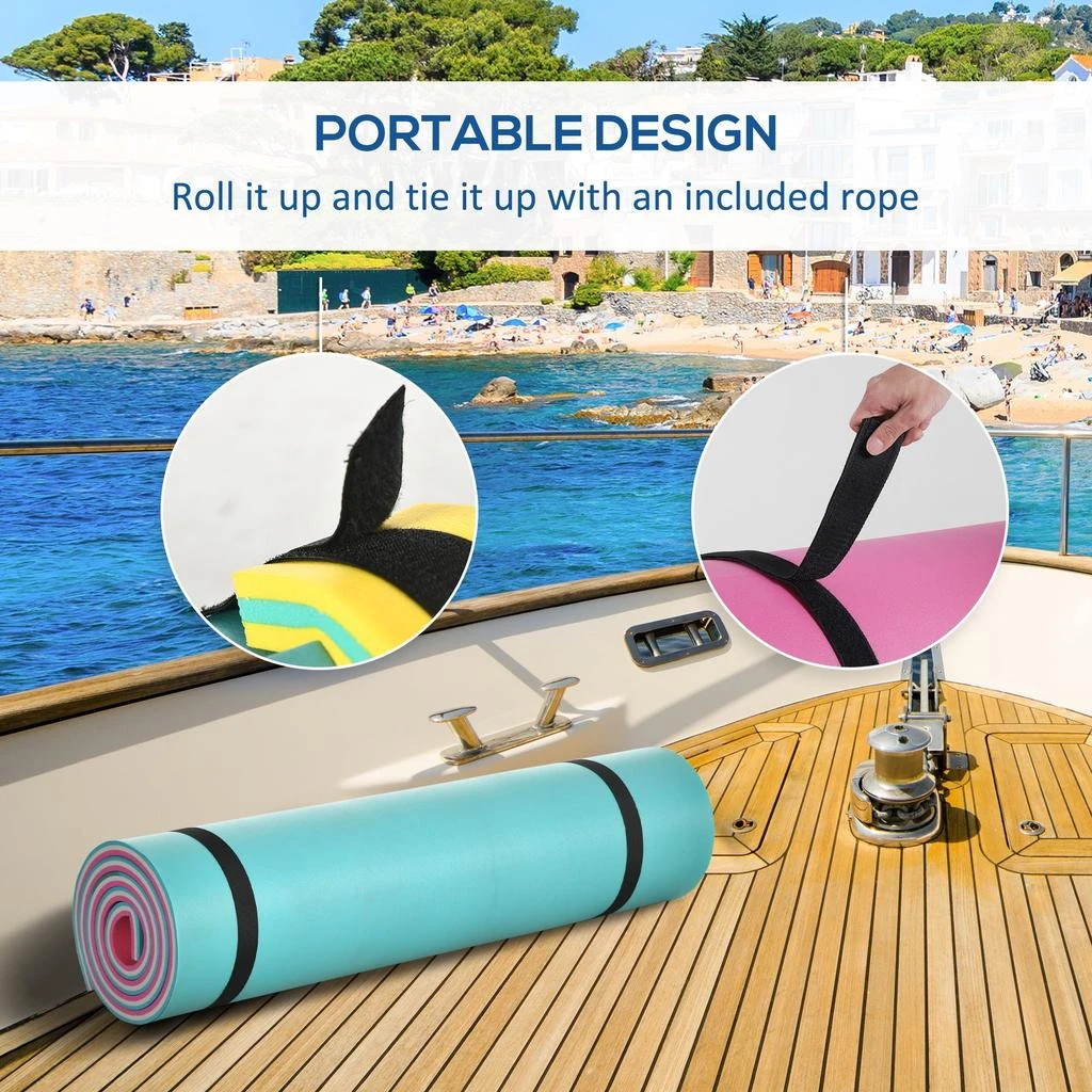 Streamdale Furniture Streamdale 12' x 5' Lily Pad Floating Mat with Cup Holder Table 3