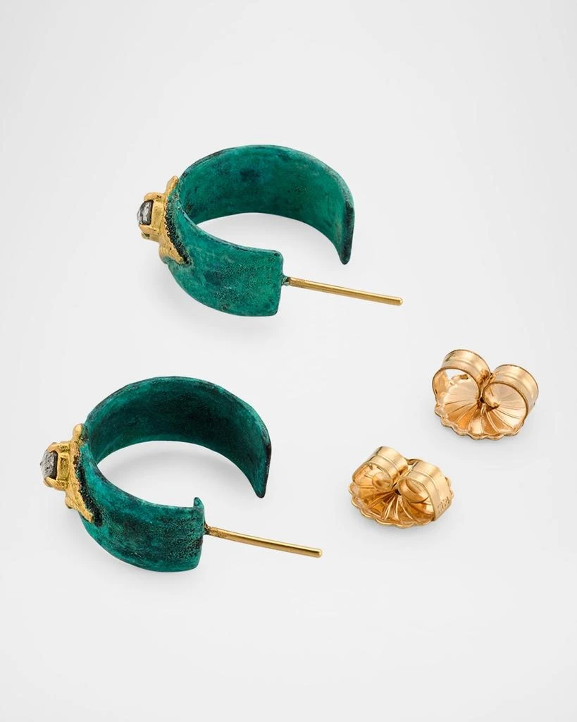 Armenta 18K Yellow Gold and Antiqued Copper Artifact Crivelli Gray Diamond Hoop Earrings 4