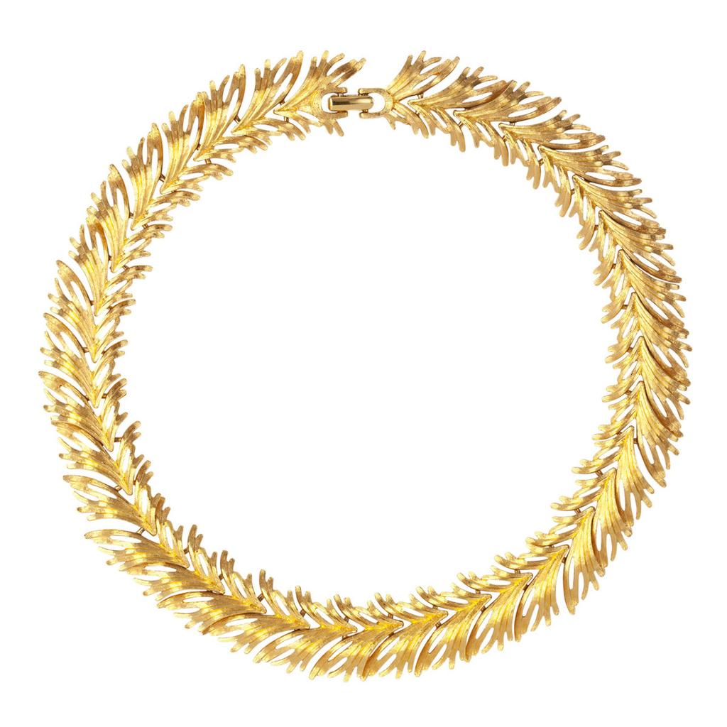 Susan Caplan Vintage 1950s vintage monet golden textured seagrass necklace