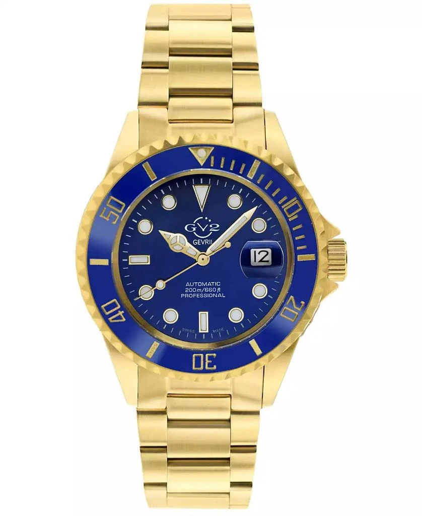 Gevril Men's Liguria Swiss Automatic Ion Plating Gold-Tone Stainless Steel Bracelet Watch 42mm 1