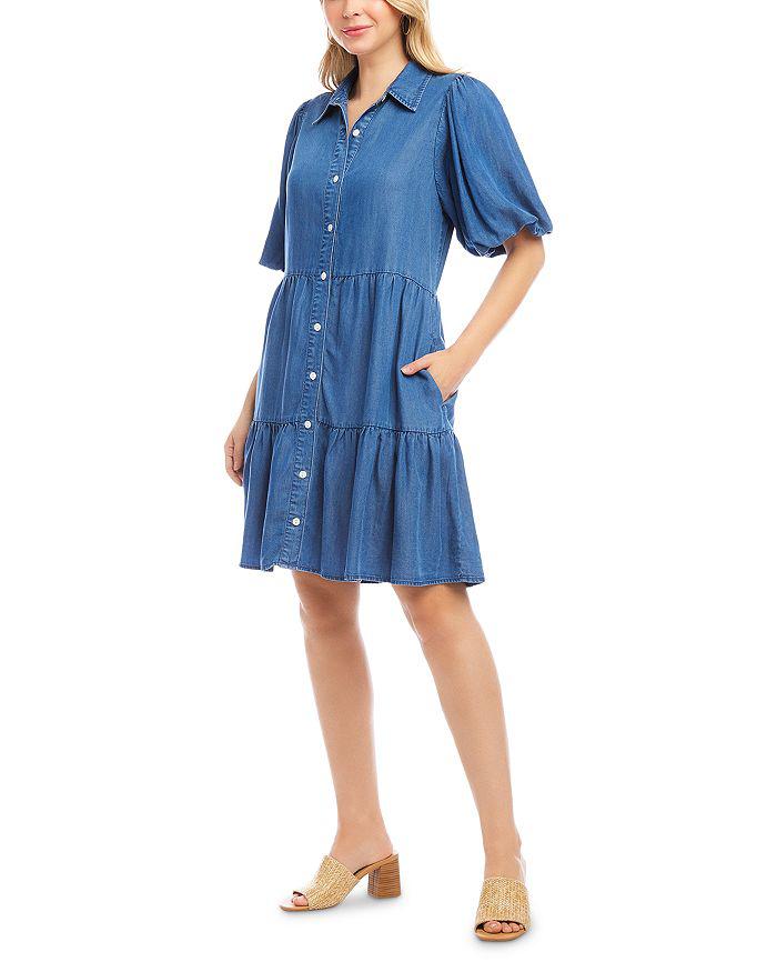 Karen Kane Puff Sleeve Tiered Shirtdress