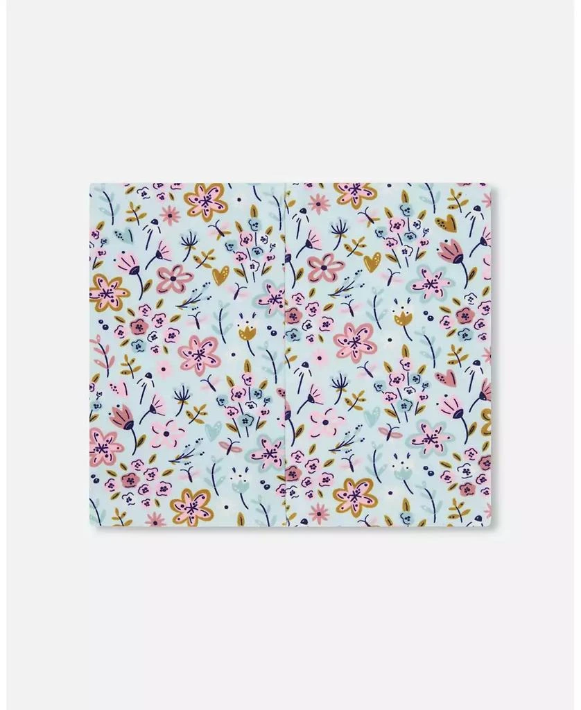 Deux par Deux Baby Girls Stretch Jersey Neck Tube Blue Mini Flower Print 3