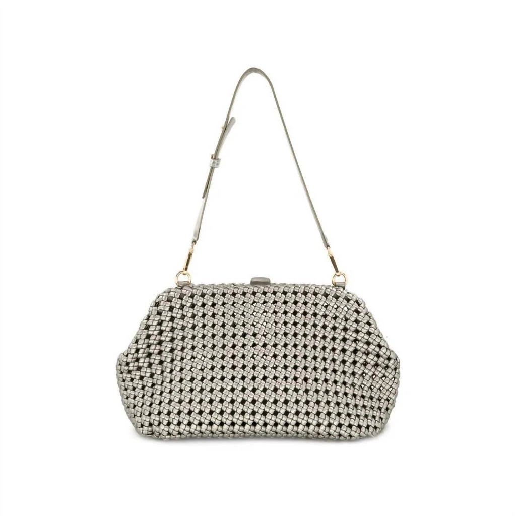BC Handbags Women
s Braided Weave Clutch Bag In Silver