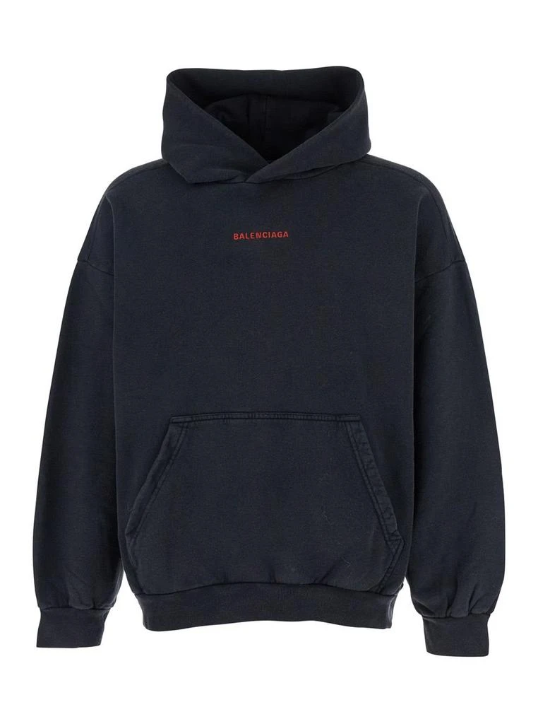 Balenciaga Balenciaga Logo Embroidered Medium Fit Hoodie from Cettire