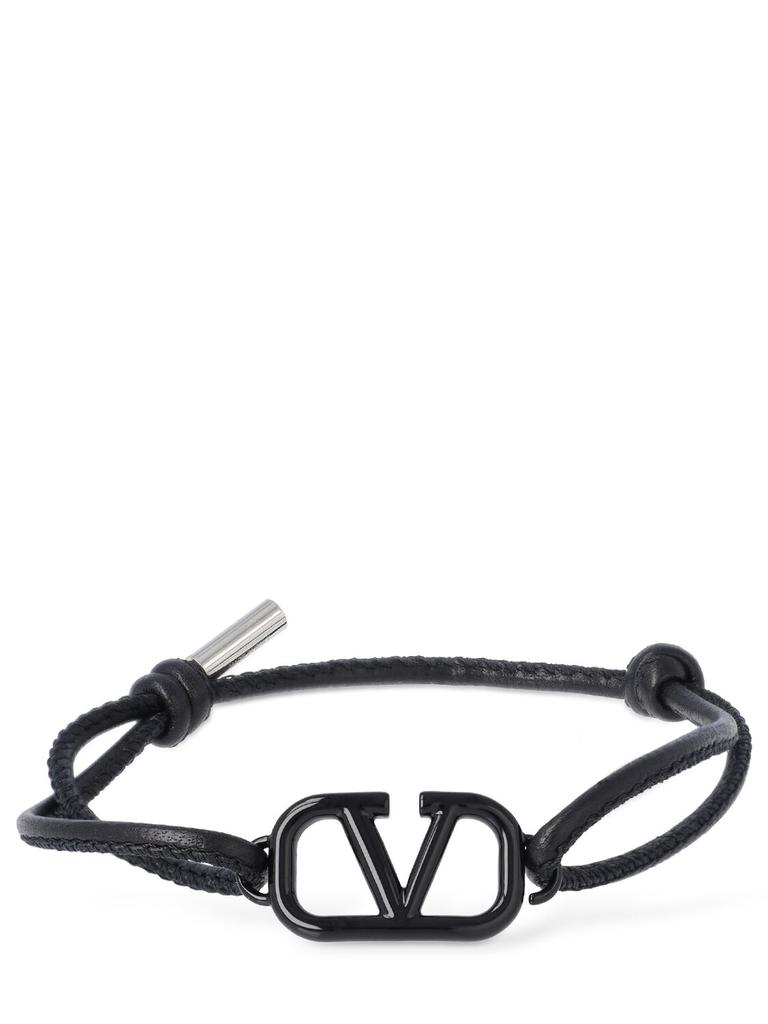 VALENTINO GARAVANI V Logo Leather Sliding Bracelet