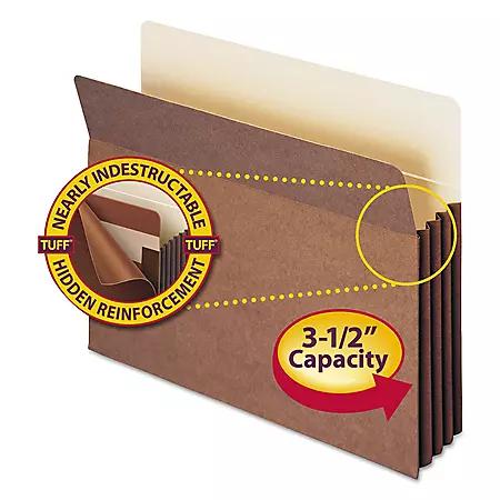 Smead Smead 3 1/2" Accordion Expansion File Pocket with Tyvek, Straight Tab, Letter, Redrope, 10ct.