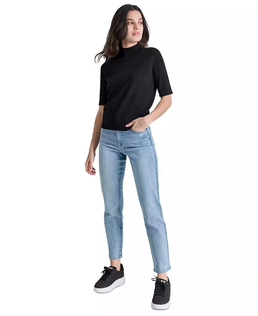 DKNY Petite Mock-Neck Embellished-Logo Sweater 2