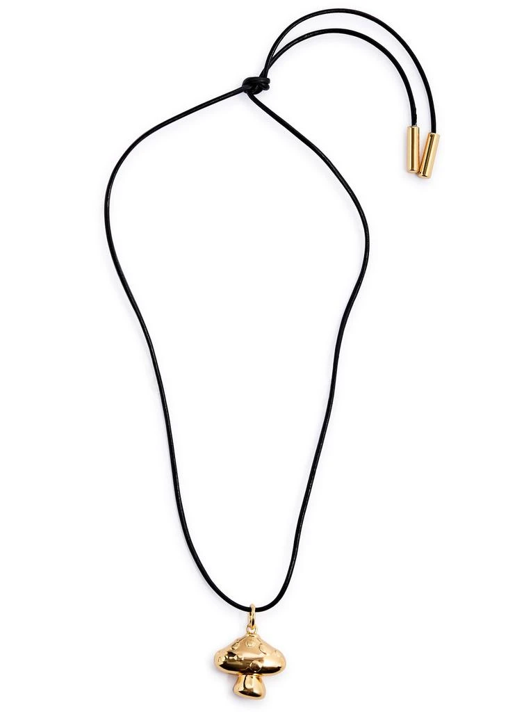 Timeless Pearly Mushroom 24kt gold-plated leather cord necklace 1
