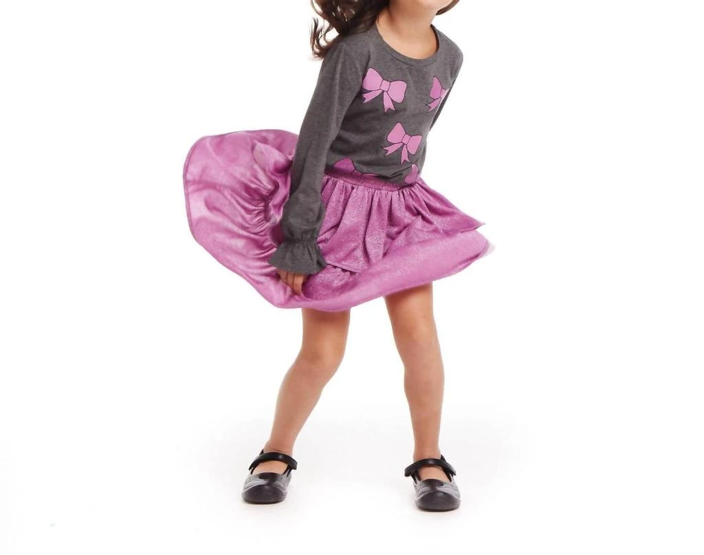 Andy & Evan Andy & Evan - Bows Graphic Top & Glitter Skirt Set 3