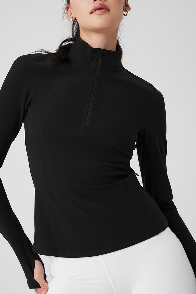 Alo Alosoft 1/2 Zip Rapid Pullover - Black - Hoodies