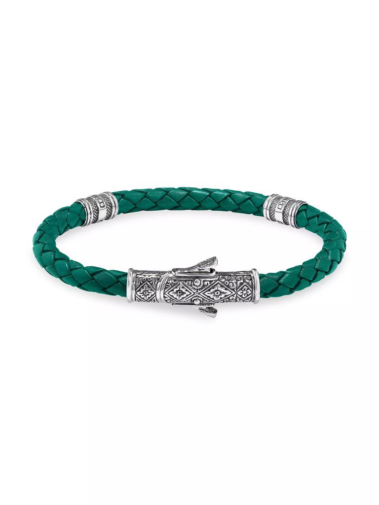 Konstantino Perseus Sterling Silver &amp; Braided Leather Bracelet