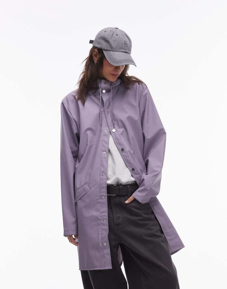 RAINS Rains 12020 waterproof long jacket in dusty purple exclusive to asos 1