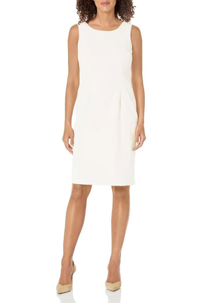 TRUEDAMES Plus Size Crepe Belted Trench Jacket And Sheath Dress Set 2