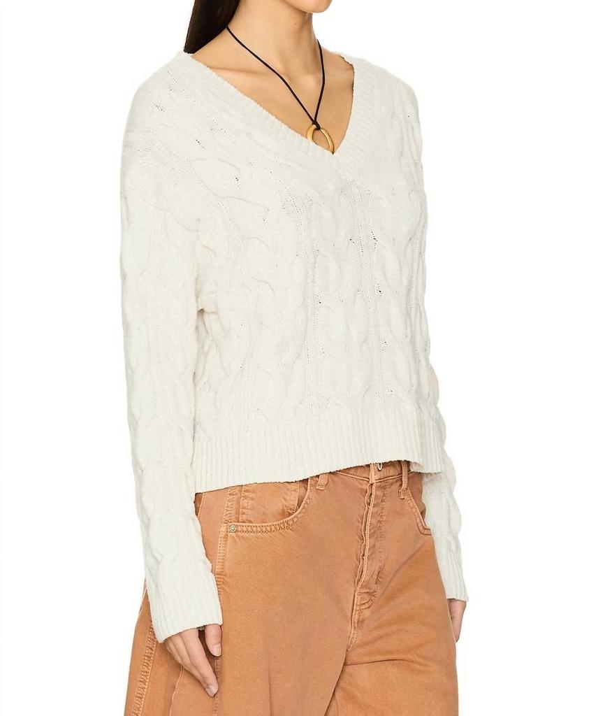 Free People Free People - Washed Cable V-Neck Sweater