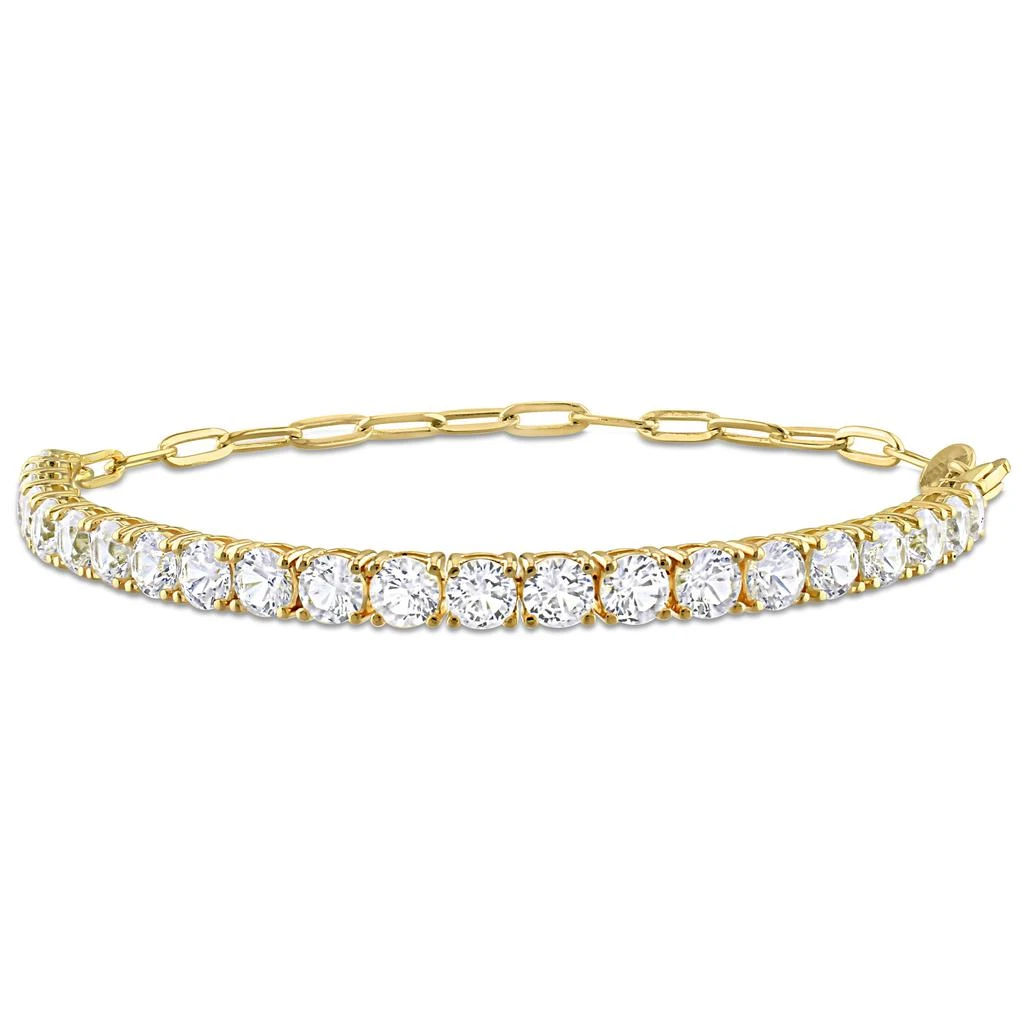 Mimi
Max 6ct TGW Created White Sapphire Semi Tennis Bracelet with Chain in Yellow Silver