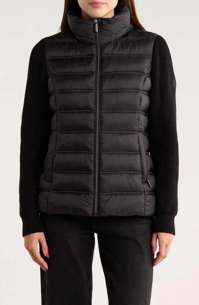 Michael Kors Knit Sleeve Puffer Jacket