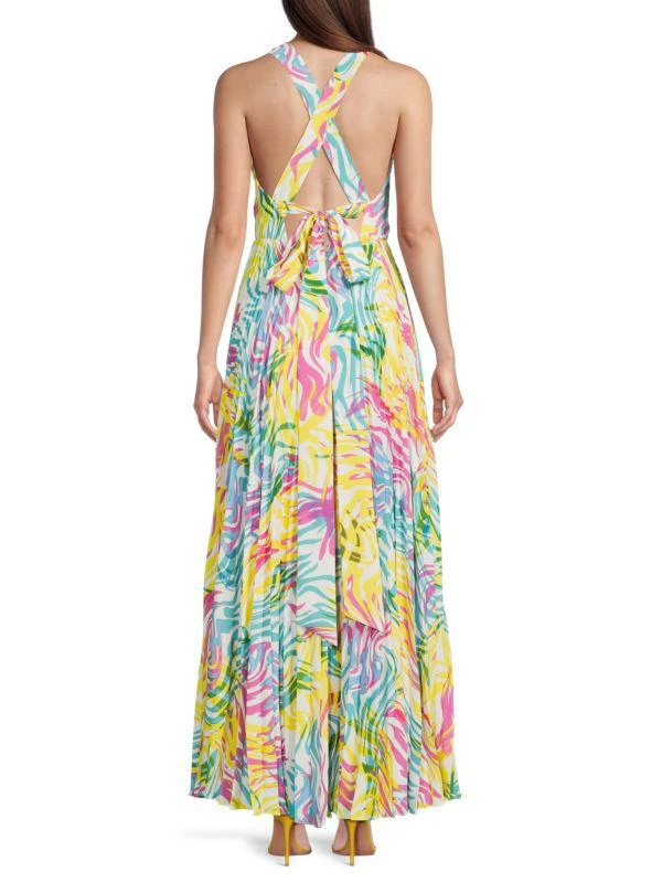 Milly Oria Print Accordion Pleated Gown 2