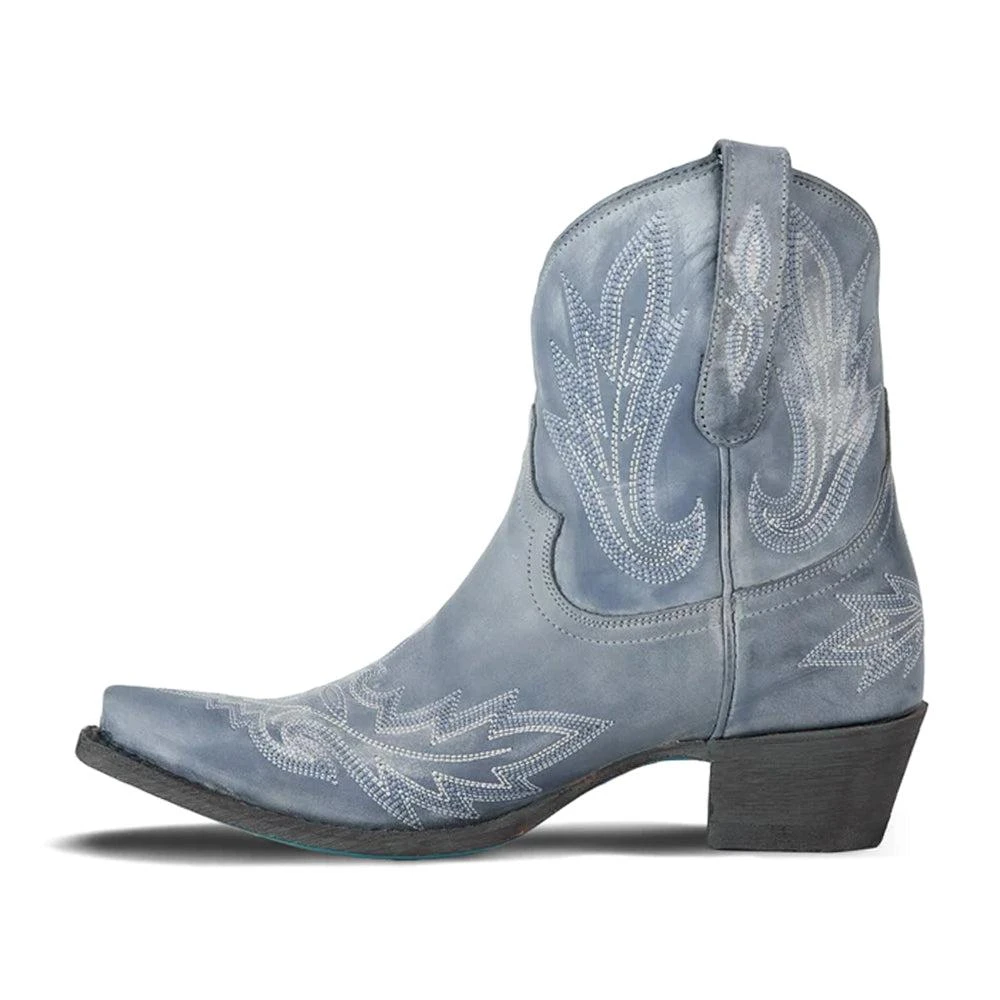 LANE Lexington Embroidered Snip Toe Pull On Cowboy Booties 3