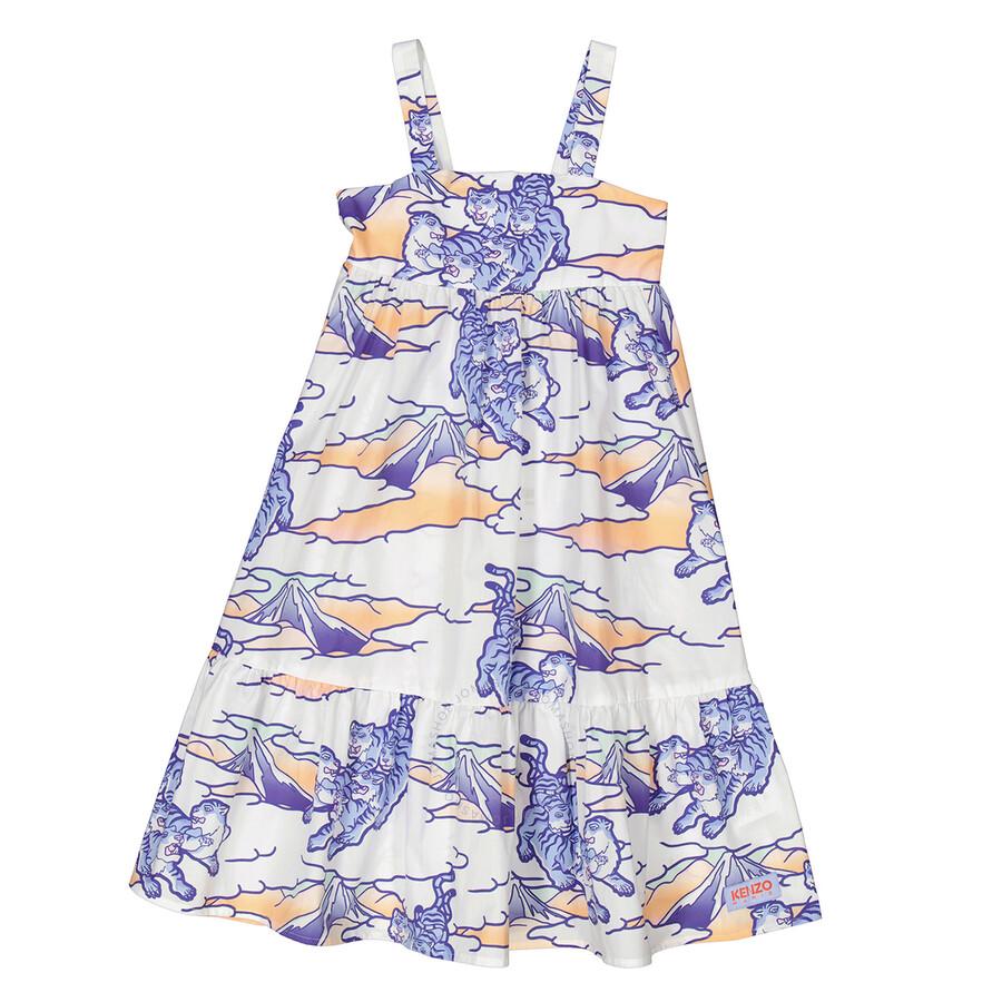 Kenzo Girls Cotton Poplin Graphic Print Dress