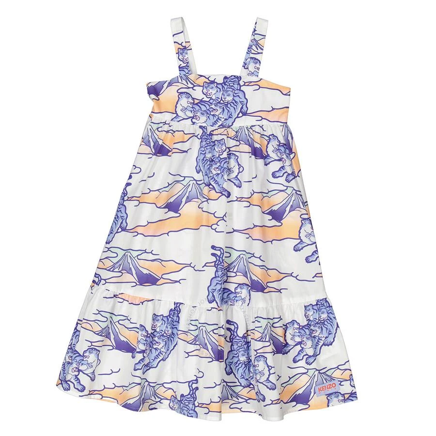 Kenzo Girls Cotton Poplin Graphic Print Dress 1