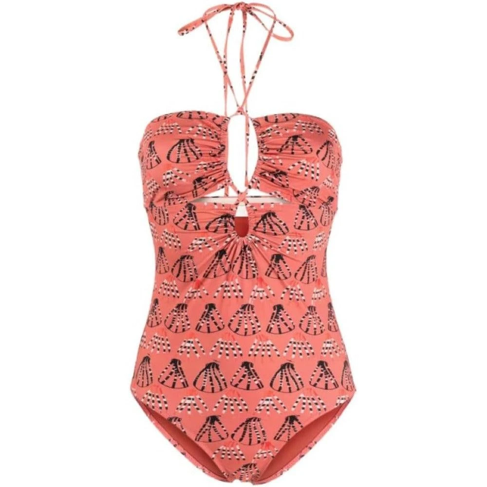 Ulla Johnson Women Minorca Maillot Rosa Halter Cuot-Out One-Piece Swimsuit 1