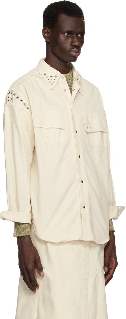 Toga Virilis Off-White Eyelet Denim Shirt