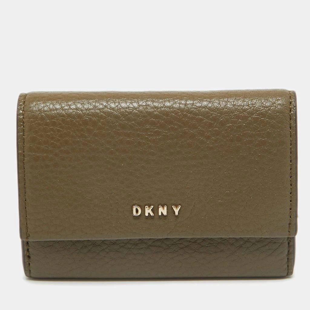 DKNY DKNY Olive Green Leather Flap Compact Wallet 1