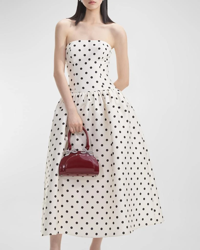 Self Portrait Strapless Polka Dot Taffeta Midi Dress 5