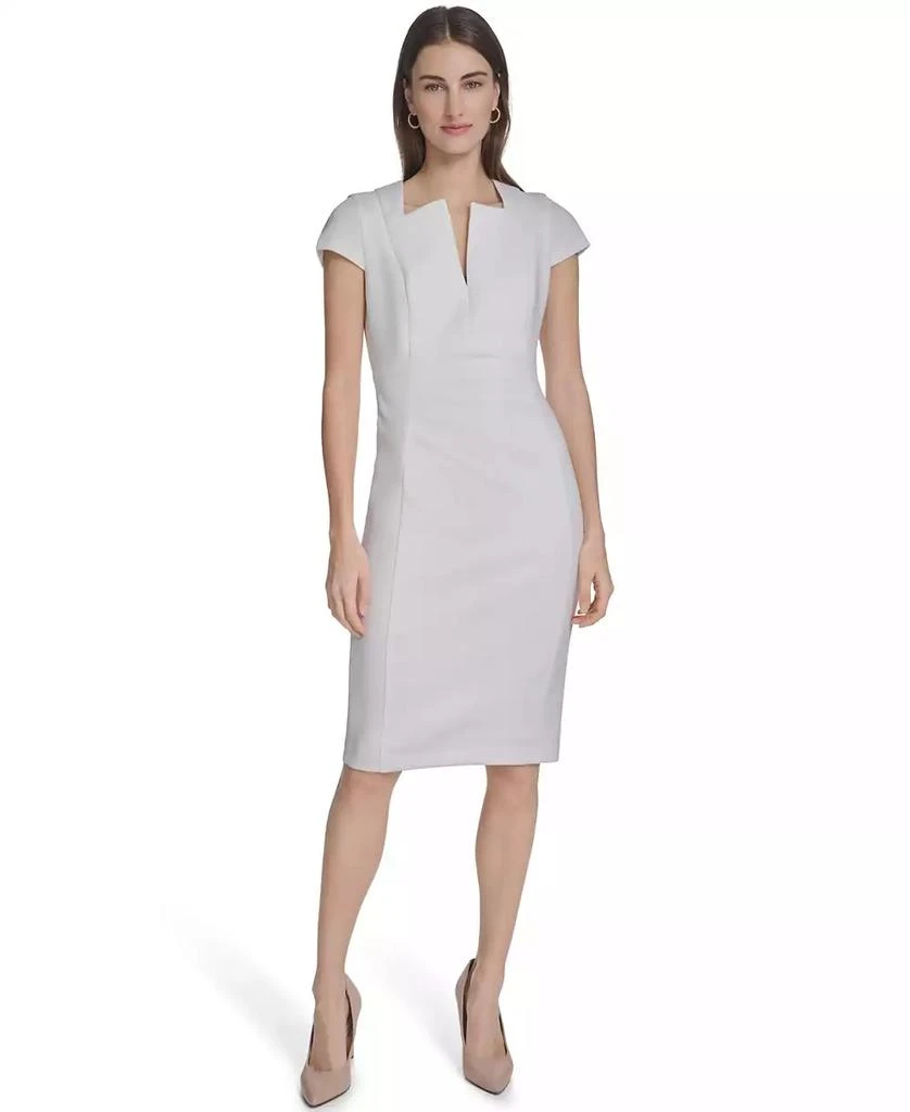 Shop Plus Size 3/4 Sleeve Asymmetrical Neck Sheath Dress on Sale at  BeyondStyle  Get 51% Off Plus Size 3/4 Sleeve Asymmetrical Neck Sheath  Dress with Limited-Time Flash Deals, Exclusive Discounts, and