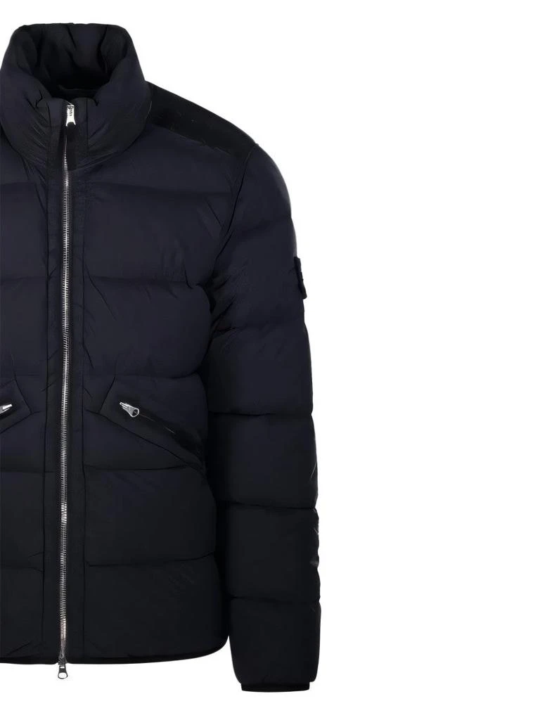 Stone Island Quilted Black Padded Jacket With High Collar And Logo Patch 4