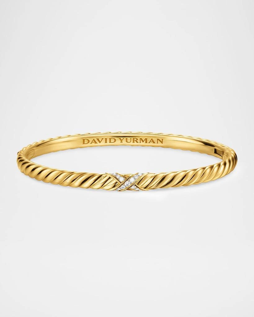 David Yurman Sculpted Cable X Bracelet with Diamonds in 18K Gold, 4.6mm 6