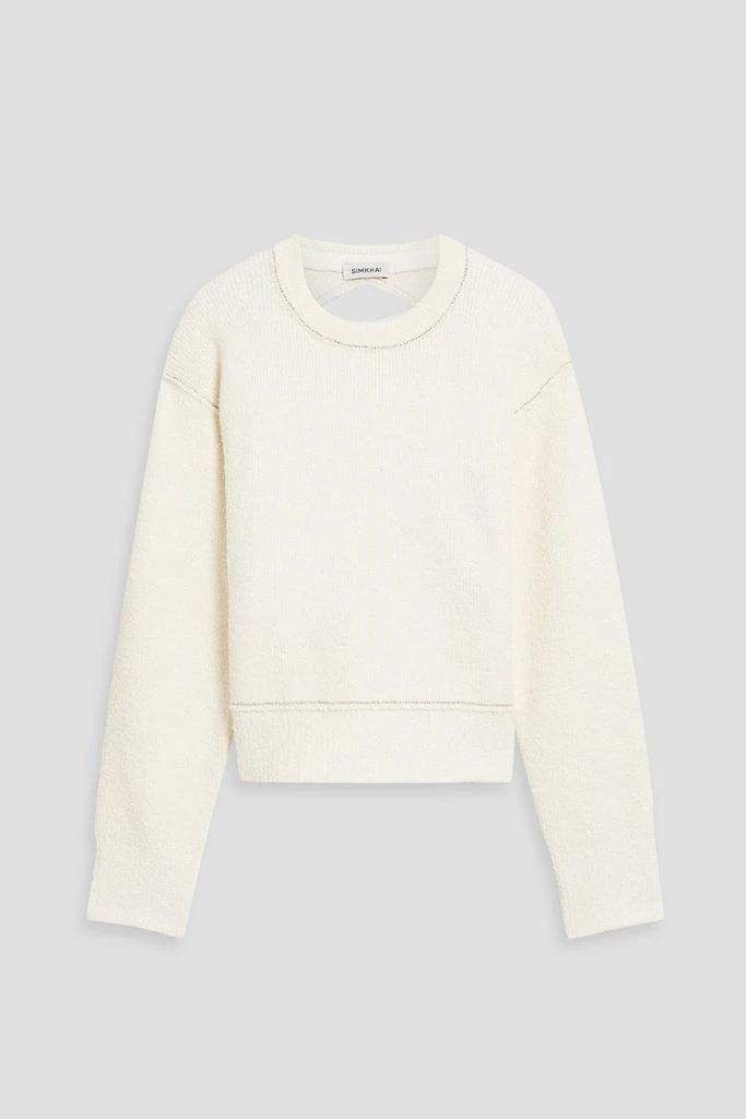 SIMKHAI Sabina cutout bouclé-knit cotton-blend sweater 1