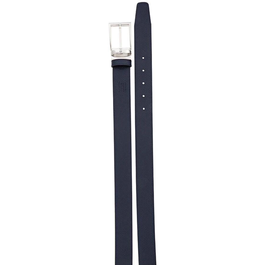 MontBlanc Classic Leather Belt- Black/Indigo 2