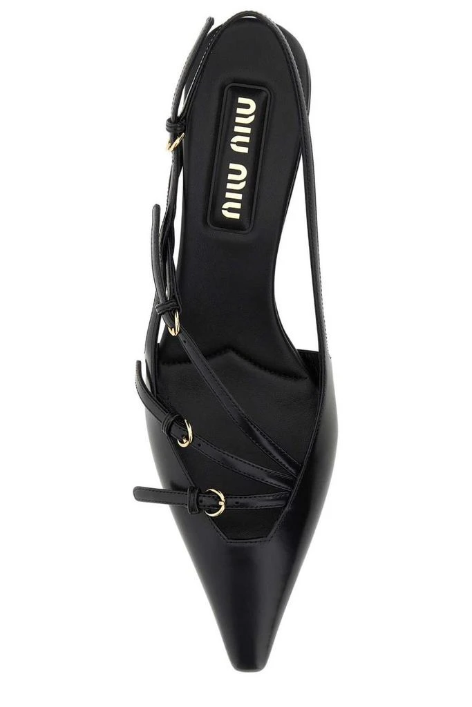 Miu Miu Miu Miu Buckle-Embellished Pointed Toe Slingback Pumps 3