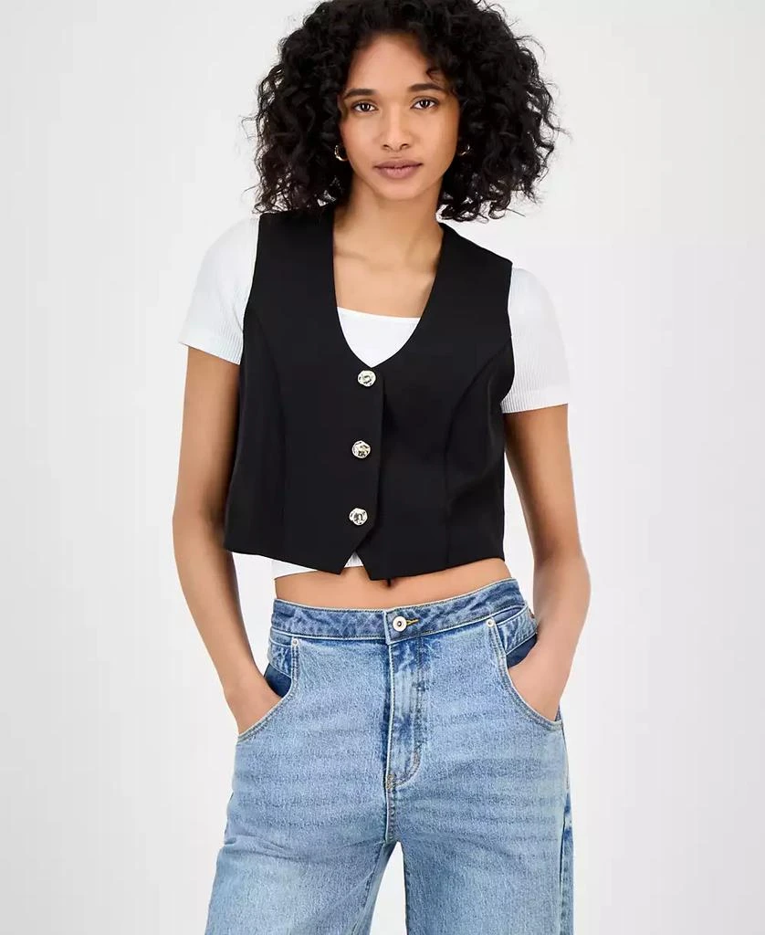 Bar III Women
s V-Neck Button-Front Sleeveless Vest, Exclusively at Macy
s 2