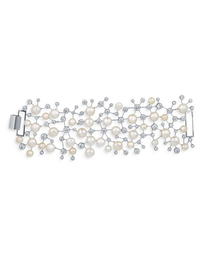Anabela Chan 18K White Gold Plated Sterling Silver Constellation Collection Simulated Diamond & Cultured Freshwater Pearl Bracelet